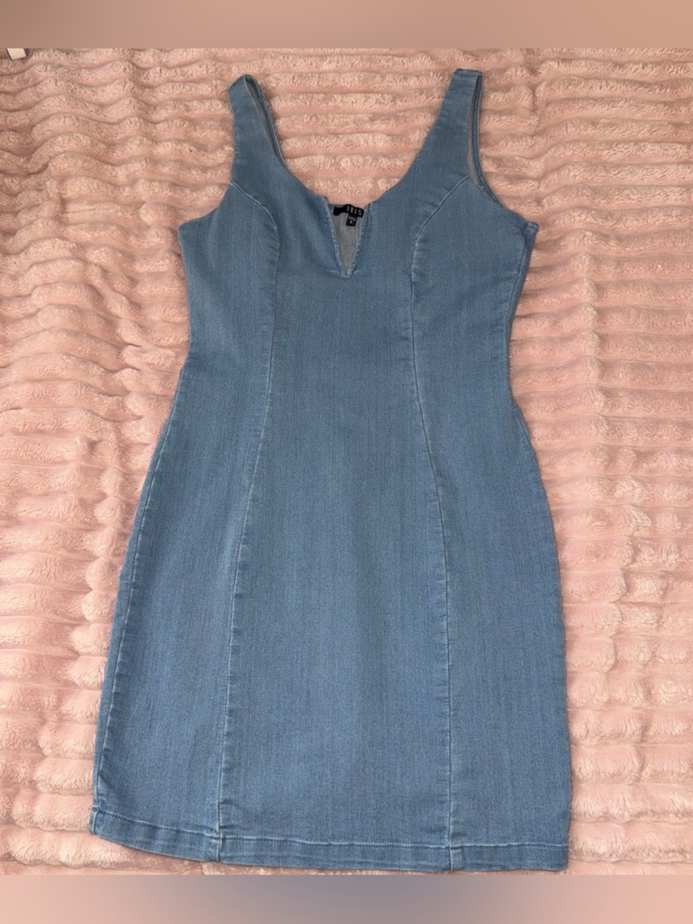 Sleeveless Light Blue Denim Sheath Dress